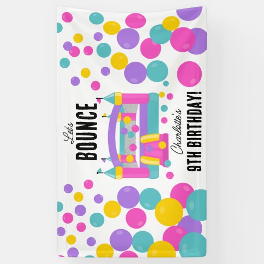 バウンスハウスジャンピングキャッスルガールズバースデーパーティー 横断幕 (縦)