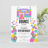 バウンスハウスジャンピングキャッスルガールズフォト誕生日 招待状 (スタンド正面)