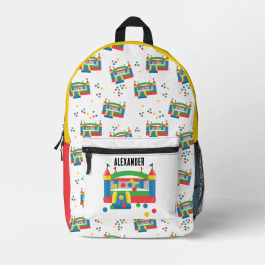 バウンスハウスジャンピングキャッスルボールかわいいパターン プリントバックパック (正面)