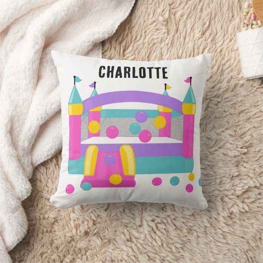 バウンスハウスジャンピングキャッスルボールかわいいピンクのパターン クッション (ブランケット)