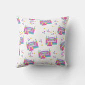 バウンスハウスジャンピングキャッスルボールかわいいピンクのパターン クッション (裏面)