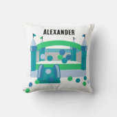 バウンスハウスジャンピングキャッスルボールかわいい青いパターン クッション (正面)