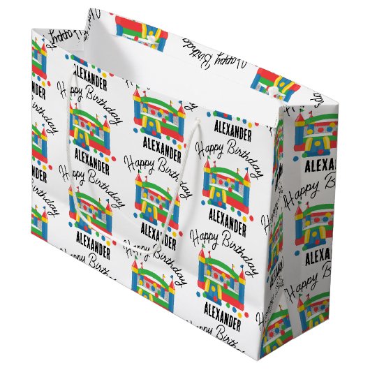 バウンスハウスジャンピングキャッスルボールキッズ名 ラージペーパーバッグ (正面アングル)