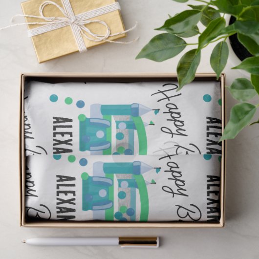 バウンスハウスジャンピングキャッスル誕生日名キッズボーイ 薄葉紙 (ギフト)