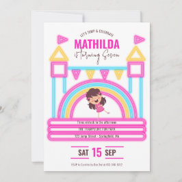 バウンスハウスジャンプトランポリンパーティー子供の誕生日 招待状