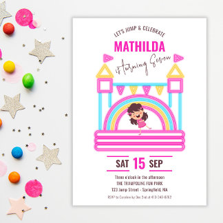 バウンスハウスジャンプトランポリン子供の誕生日デジタル 招待状