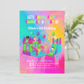 バウンスハウスジャンプトランポリン子供の誕生日 招待状 (スタンド正面)