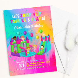 バウンスハウスジャンプトランポリン子供の誕生日 招待状