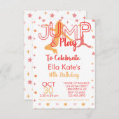 バウンスハウスジャンプパーティートランポリンパーク誕生日 招待状 (正面/裏面)