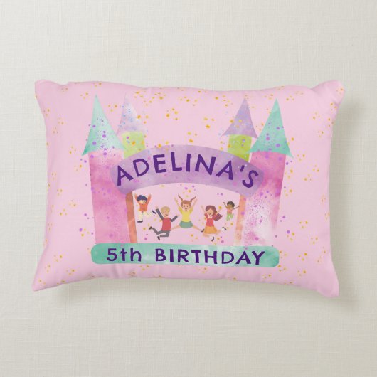 バウンスハウスジャ遊ンプ体操子供の誕生日 アクセントクッション (裏面)