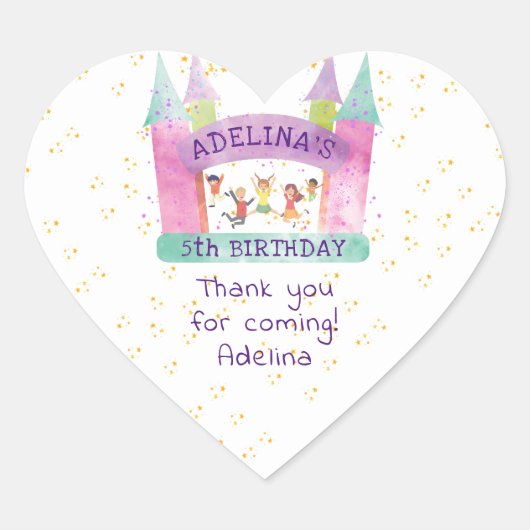 バウンスハウスジャ遊ンプ体操子供の誕生日 ハートシール (正面)