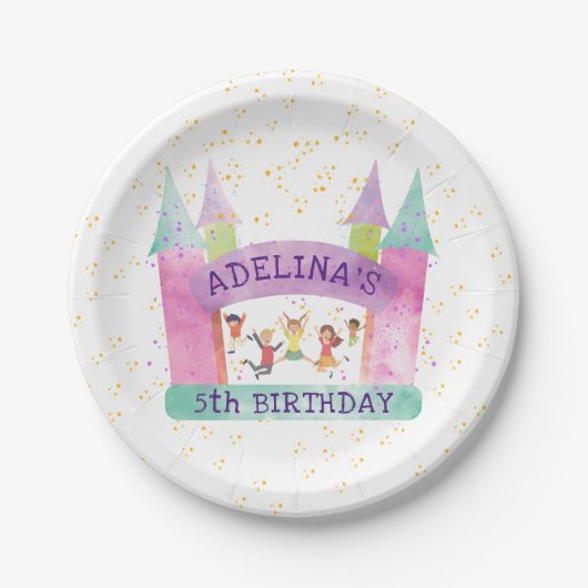 バウンスハウスジャ遊ンプ体操子供の誕生日 ペーパープレート (正面)