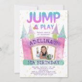 バウンスハウスジャ遊ンプ体操子供の誕生日 招待状 (正面)