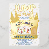 バウンスハウスジャ遊ンプ体操子供の誕生日 箔招待状 (正面)