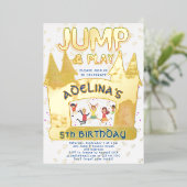 バウンスハウスジャ遊ンプ体操子供の誕生日 箔招待状 (立ち正面)