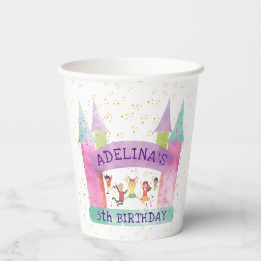 バウンスハウスジャ遊ンプ体操子供の誕生日 紙コップ (裏面)