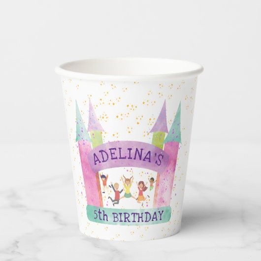バウンスハウスジャ遊ンプ体操子供の誕生日 紙コップ (正面)