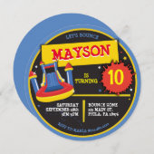 バウンスハウススリップまたは滑ることとスライド誕生日パーティー 招待状 (正面/裏面)