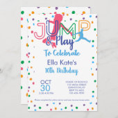 バウンスハウストランポリンジャンプバースデーパーティー 招待状 (正面/裏面)