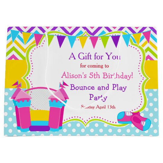 バウンスハウスバウシーキャッスル誕生日ガールサンティユー ラージペーパーバッグ (正面)