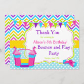 バウンスハウスバウシーキャッスル誕生日ガール サンキューカード (正面/裏面)