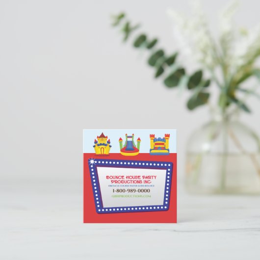 バウンスハウスバースデーパーティーあなたの名刺 スクエア名刺 (スタンド正面)