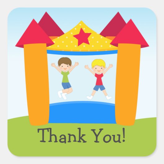 バウンスハウスバースデーパーティーステッカー スクエアシール (正面)