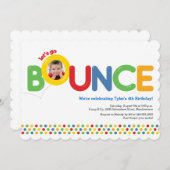 バウンスハウスバースデーパーティー写真レッドブルーグリーン 招待状 (正面/裏面)