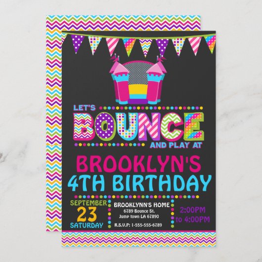 バウンスハウスパーティの招待状パーソナライズされた招待状 招待状 (正面/裏面)