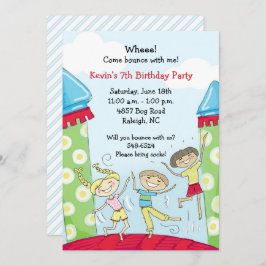 バウンスハウスパーティの招待状:グリーンボーイズ弾力 招待状