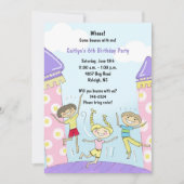 バウンスハウスパーティの招待状:ピンクガールズ 招待状 (正面)