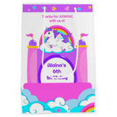 バウンスハウスユニコーンガールズキャッスルバースデーパーティー ミディアムペーパーバッグ (裏面)