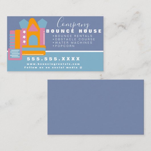 バウンスハウスロゴパーティーカーニバルレンタルピンクブルー 名刺 (正面/裏面)