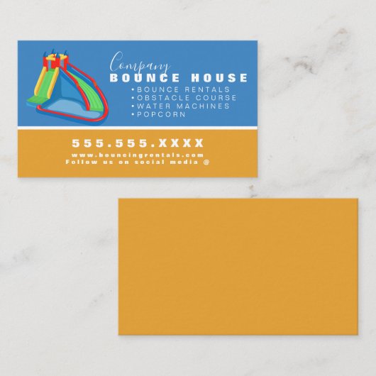 バウンスハウスロゴパーティーレンタルイエローブルー 名刺 (正面/裏面)