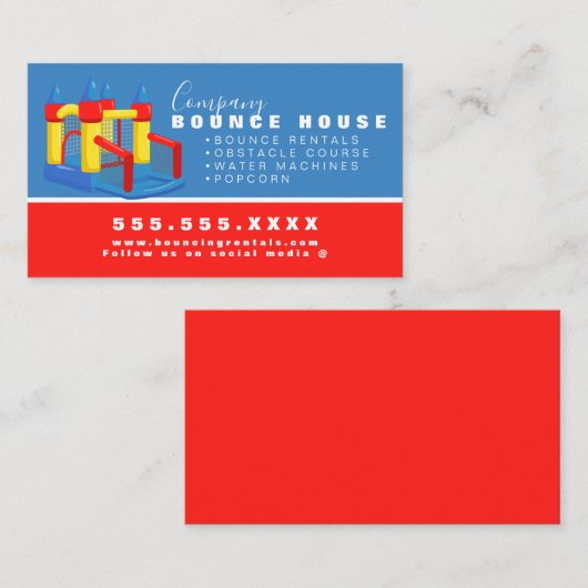 バウンスハウスロゴパーティーレンタルブルーレッドビジネス 名刺 (正面/裏面)