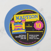 バウンスハウス城プリンセス誕生日パーティー 招待状 (正面/裏面)