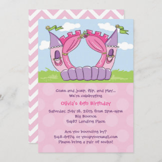 バウンスハウス招待状:プリンセス誕生日パーティー 招待状