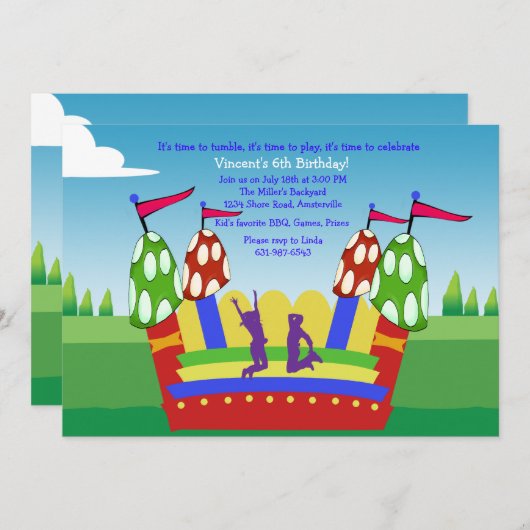 バウンスハウス招待状 招待状 (正面/裏面)