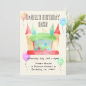 バウンスハウス誕生日バッシュパーティの招待状 招待状 (スタンド正面)