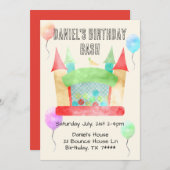 バウンスハウス誕生日バッシュパーティの招待状 招待状 (正面/裏面)