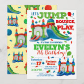 バウンスハウス誕生日パーティーの招待状 招待状 (正面/裏面)