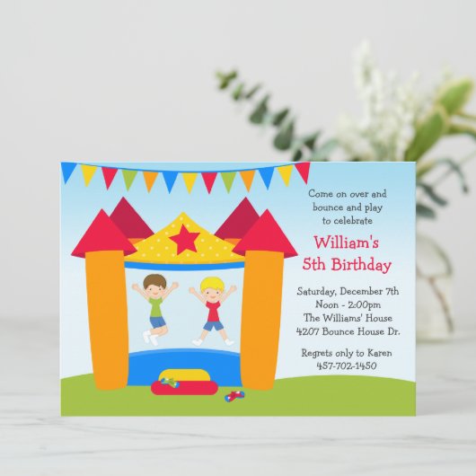 バウンスハウス誕生日パーティーの招待 招待状 (スタンド正面)