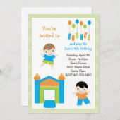 バウンスハウス誕生日パーティーの招待 招待状 (正面/裏面)