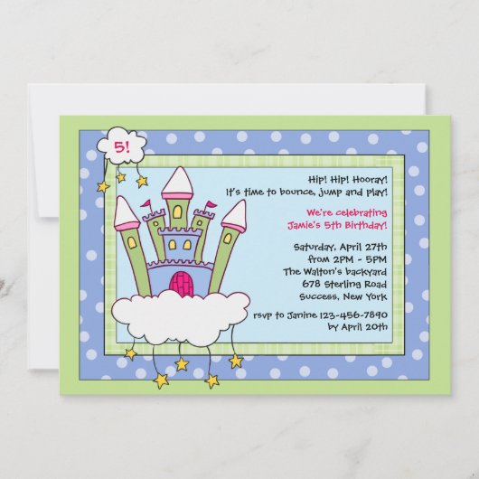 バウンスハウス誕生日パーティーの招待 招待状 (正面)