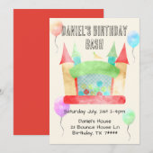 バウンスハウス誕生日パーティー招待状 招待状 (正面/裏面)