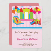 バウンスハウス誕生日パーティー招待状 招待状 (正面/裏面)