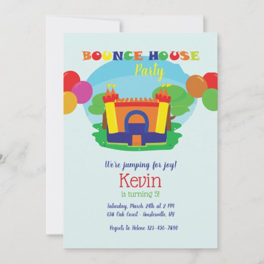 バウンスハウス誕生日パーティー 招待状 (正面)