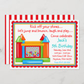 バウンスハウス誕生日招待状 – プライマリカラー 招待状 (正面/裏面)