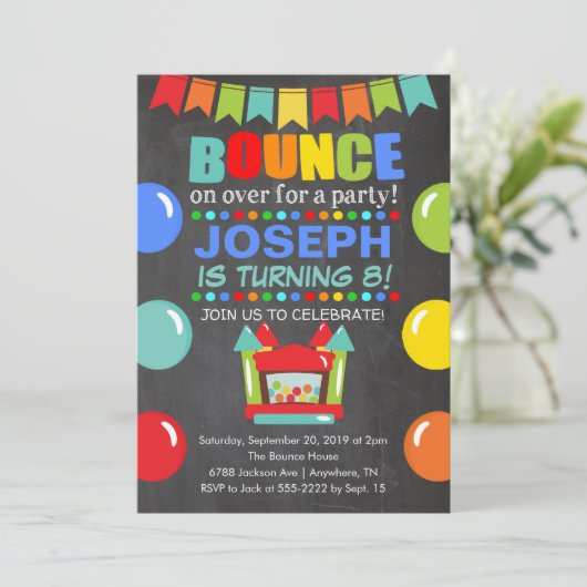 バウンスハウス誕生日招待状 招待状 (スタンド正面)