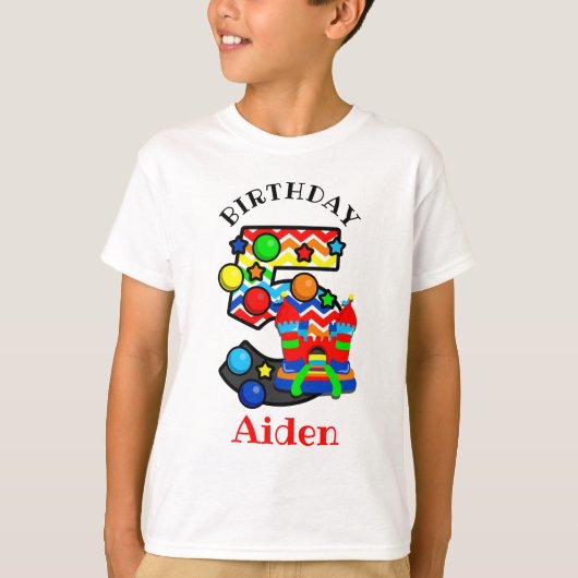 バウンスハウス5番目の誕生日パーティシャツキャッスル Tシャツ (正面)